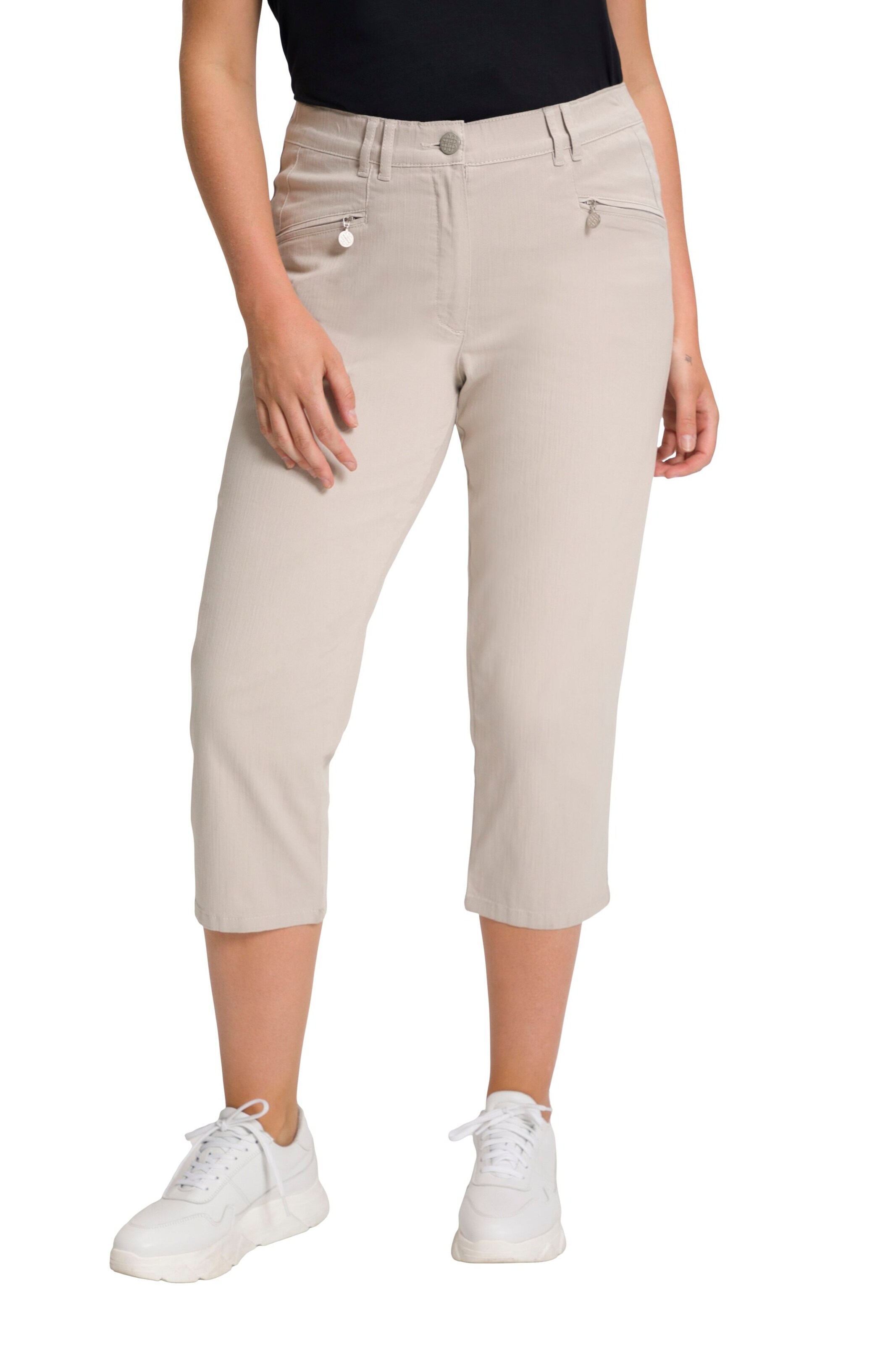 Ulla Popken Slimfit Hose 'Mony' in Beige: Vorderseite