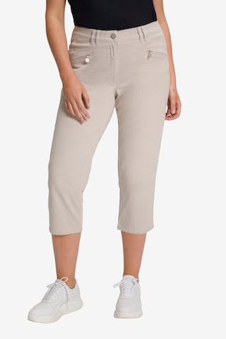 Ulla Popken Slimfit Broek 'Mony' in Beige: voorkant