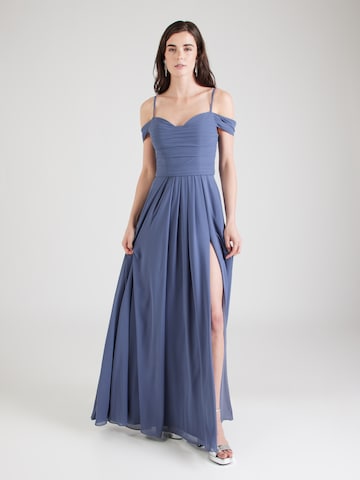 Robe de soirée mascara en bleu : devant