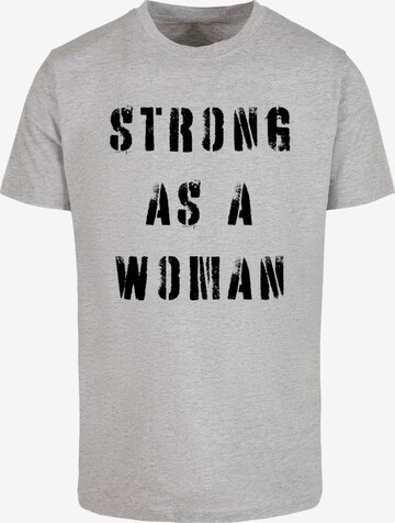 Merchcode T-Shirt 'WD - Strong As A Woman' in Grau: predná strana