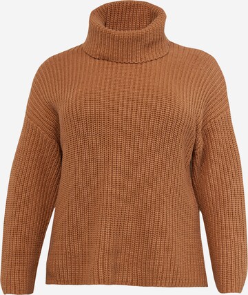 Selected Femme Curve Sweater 'SELMA SEFIKA' in Brown: front