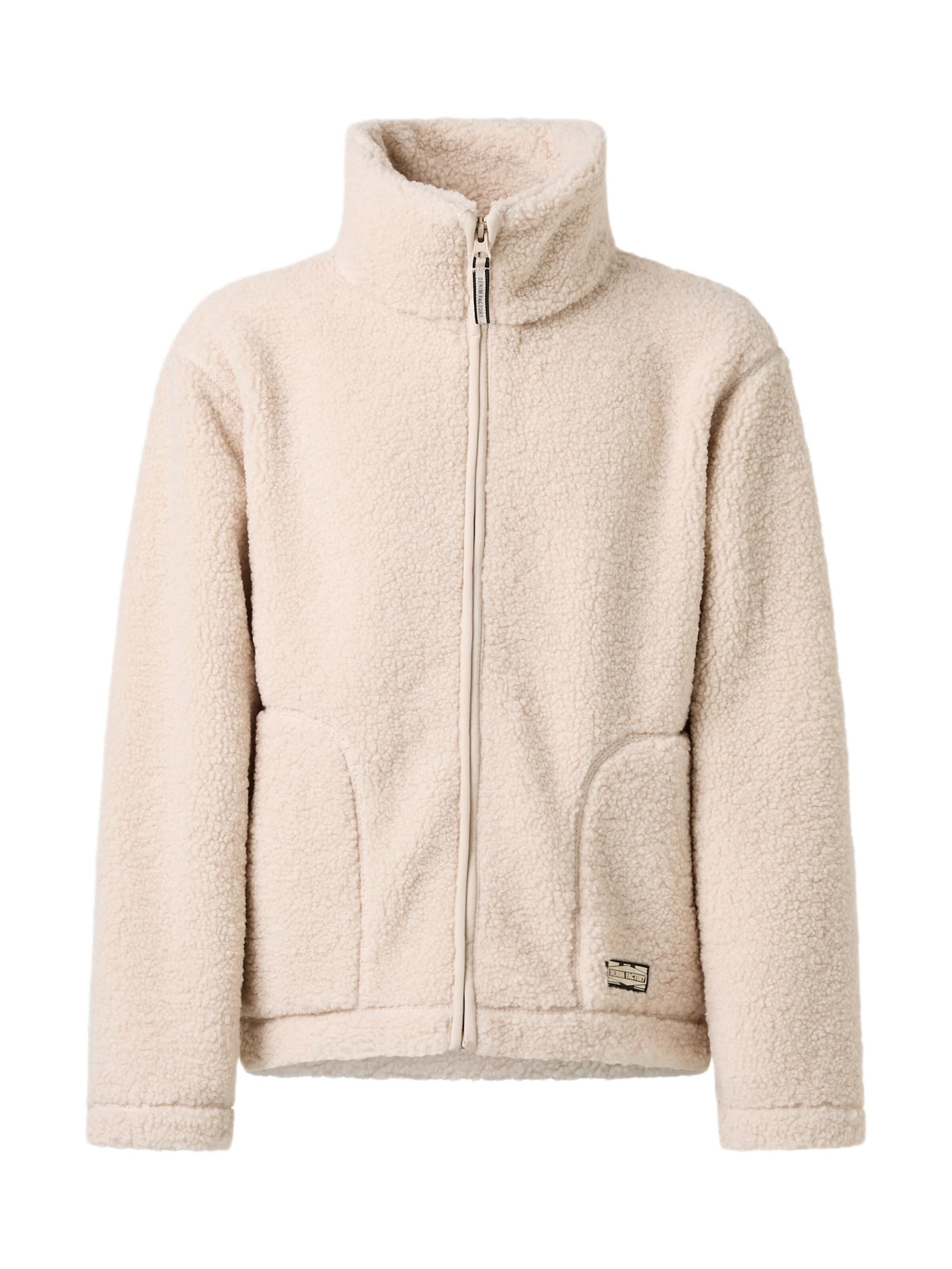 Denim Factory Fleece jas 'Denver' in Wit: voorkant