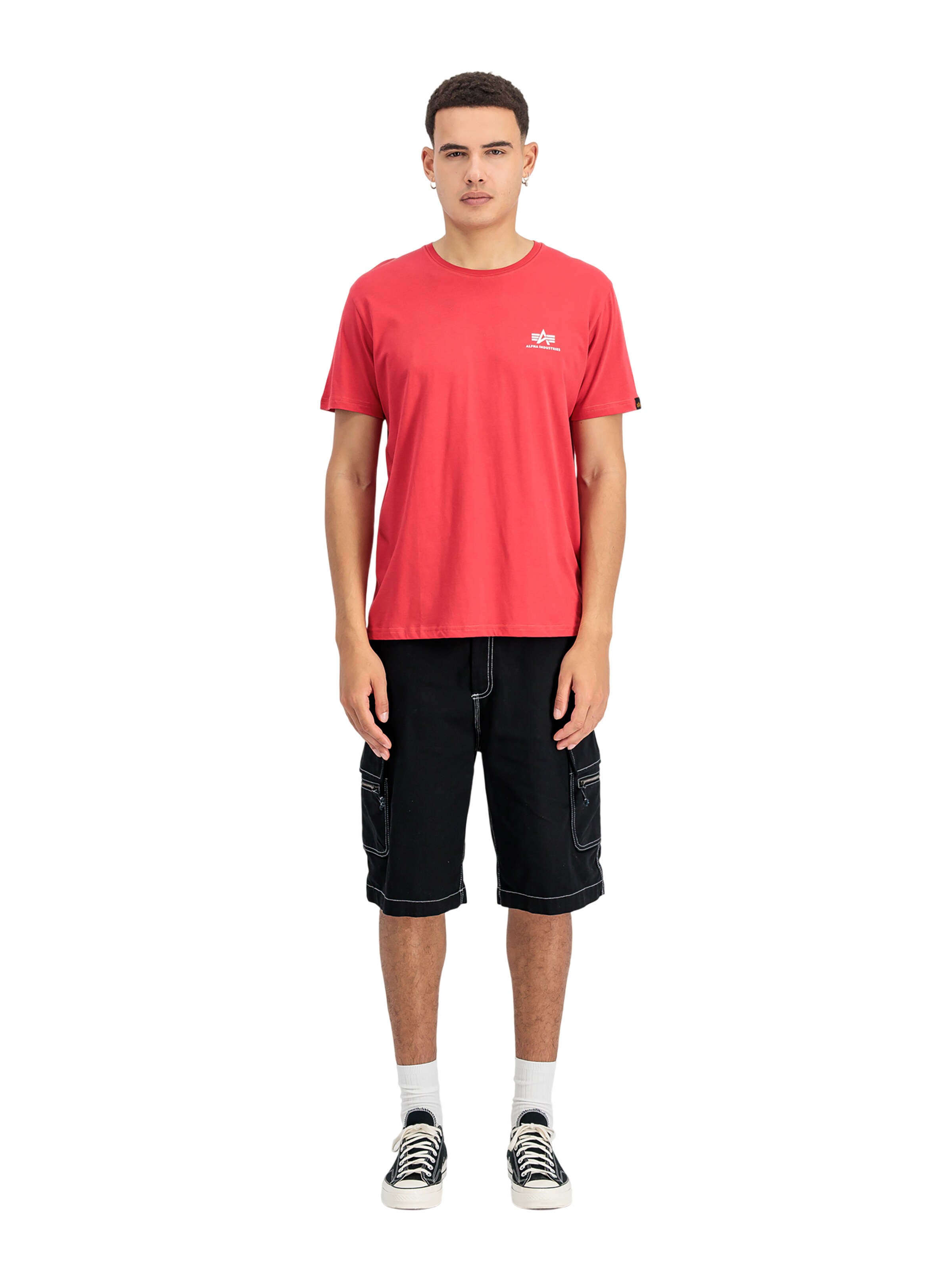 ALPHA INDUSTRIES Shirt 'Basic Small Logo'‌‌ in Rot