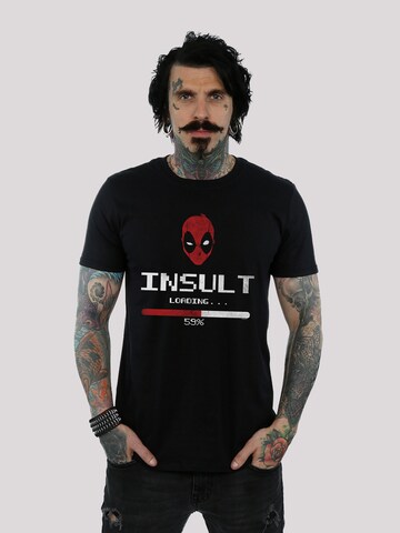 F4NT4STIC Shirt 'Deadpool Insult Loading' in Zwart: voorkant