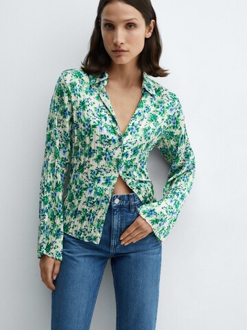 MANGO Blus 'BOUQUET' i grön: framsida