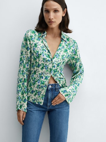 MANGO Blus 'BOUQUET' i grön: framsida