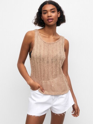 Pull&Bear Stricktop in Beige: Vorderseite