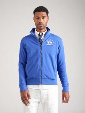 La Martina Zip-Up Hoodie in Blue: front