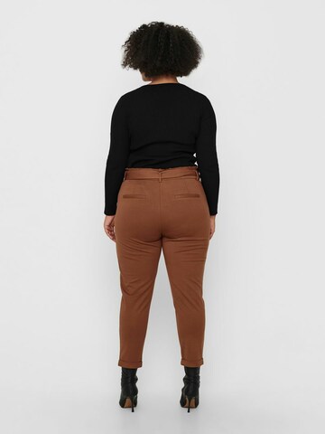 ONLY Carmakoma Tapered Pleat-Front Pants in Brown