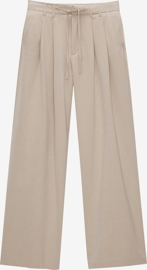 Pull&Bear Plissert bukse i brungrå / greige, Produktvisning