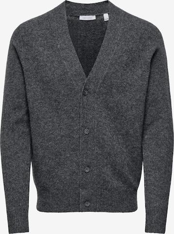 Only & Sons Knit Cardigan 'ONSRay' in Grey: front