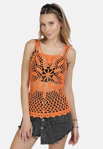 IZIA Knitted Top in Orange: front