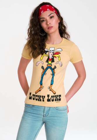 LOGOSHIRT T-Shirt 'Lucky Luke Showdown' in Beige: predná strana