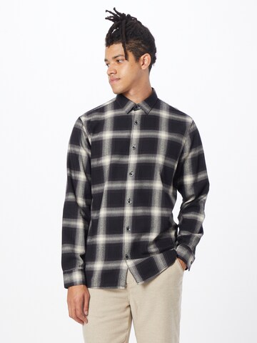 No Excess Regular fit Button Up Shirt in Black: front