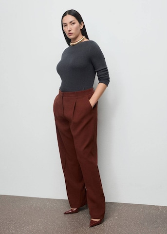 MANGO Loose fit Pleat-Front Pants 'Paris' in Orange