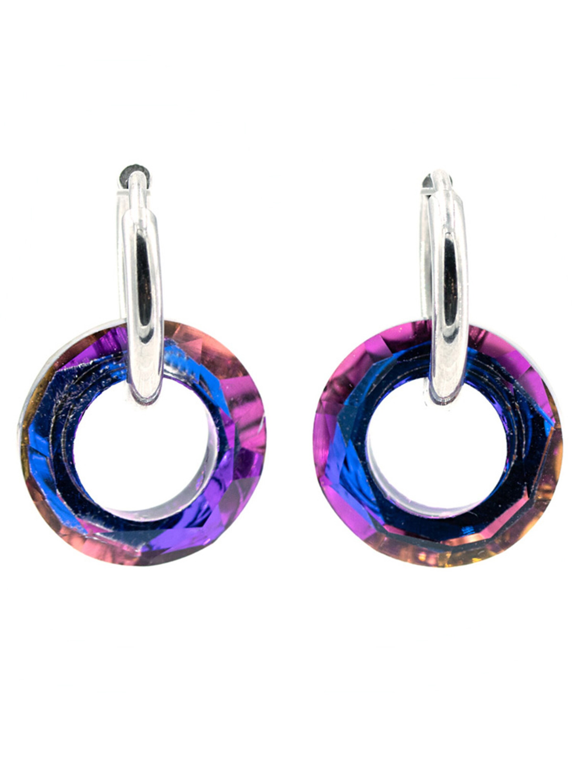 Sergio Engel Ohrringe 'Cosmic Ohrring 05 Edle Hoops mit Kristallcharm'‌‌‌‌‌‌‌ in Pink: Vorderseite
