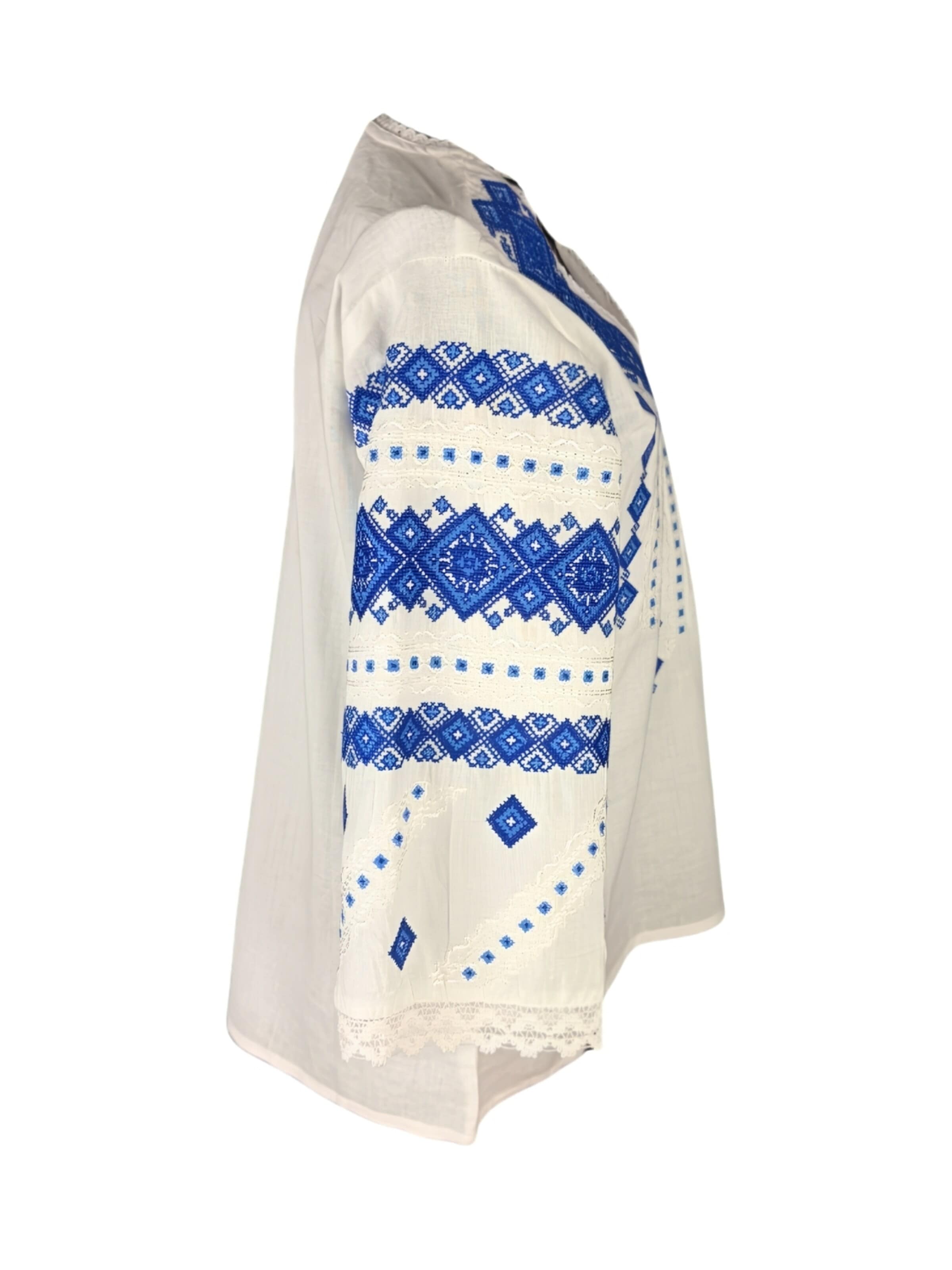 Rody’s forever Bluzka ludowa 'Damenbluse IL26 weiß/blau , marimea XL' w kolorze biały