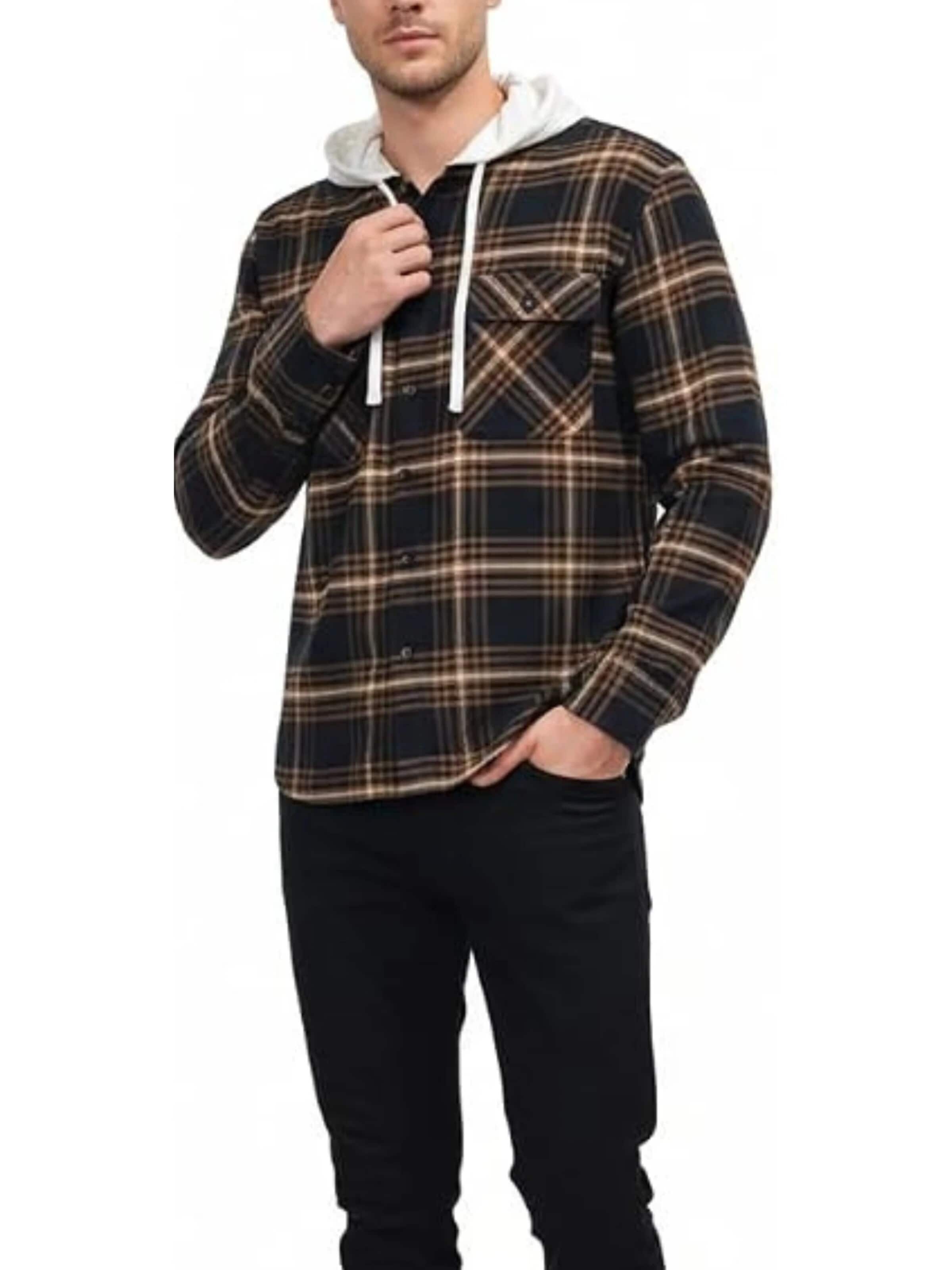 Regular fit Camicia 'Mens flannel with hooddie' di Radwa in marrone