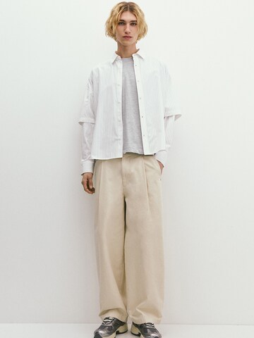 Pull&Bear Wide Leg Bukser med lægfolder i hvid