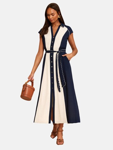 love & roses - Vestido camisero en azul: frente