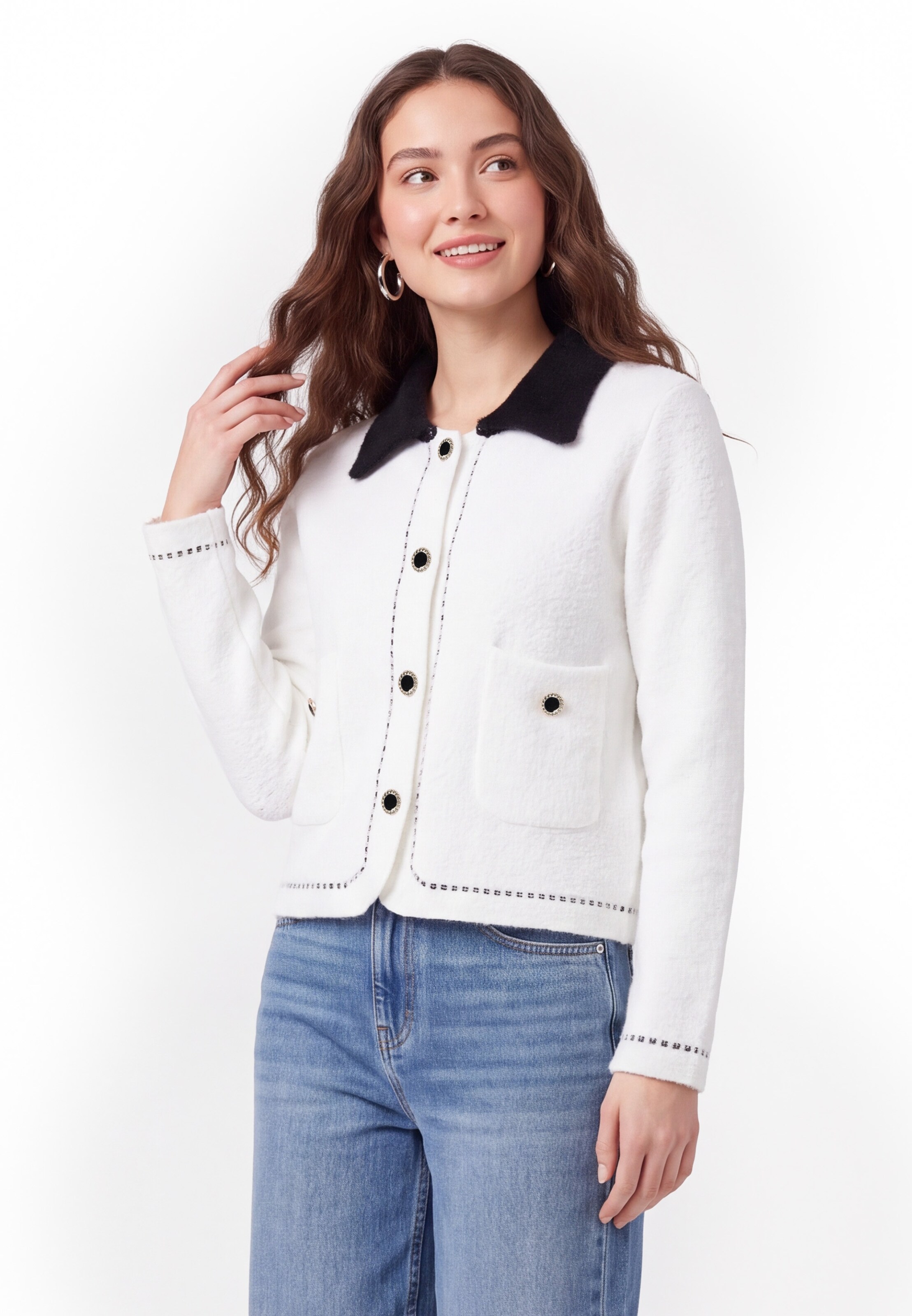 Cardigan myMo ESSENTIALS en blanc : devant