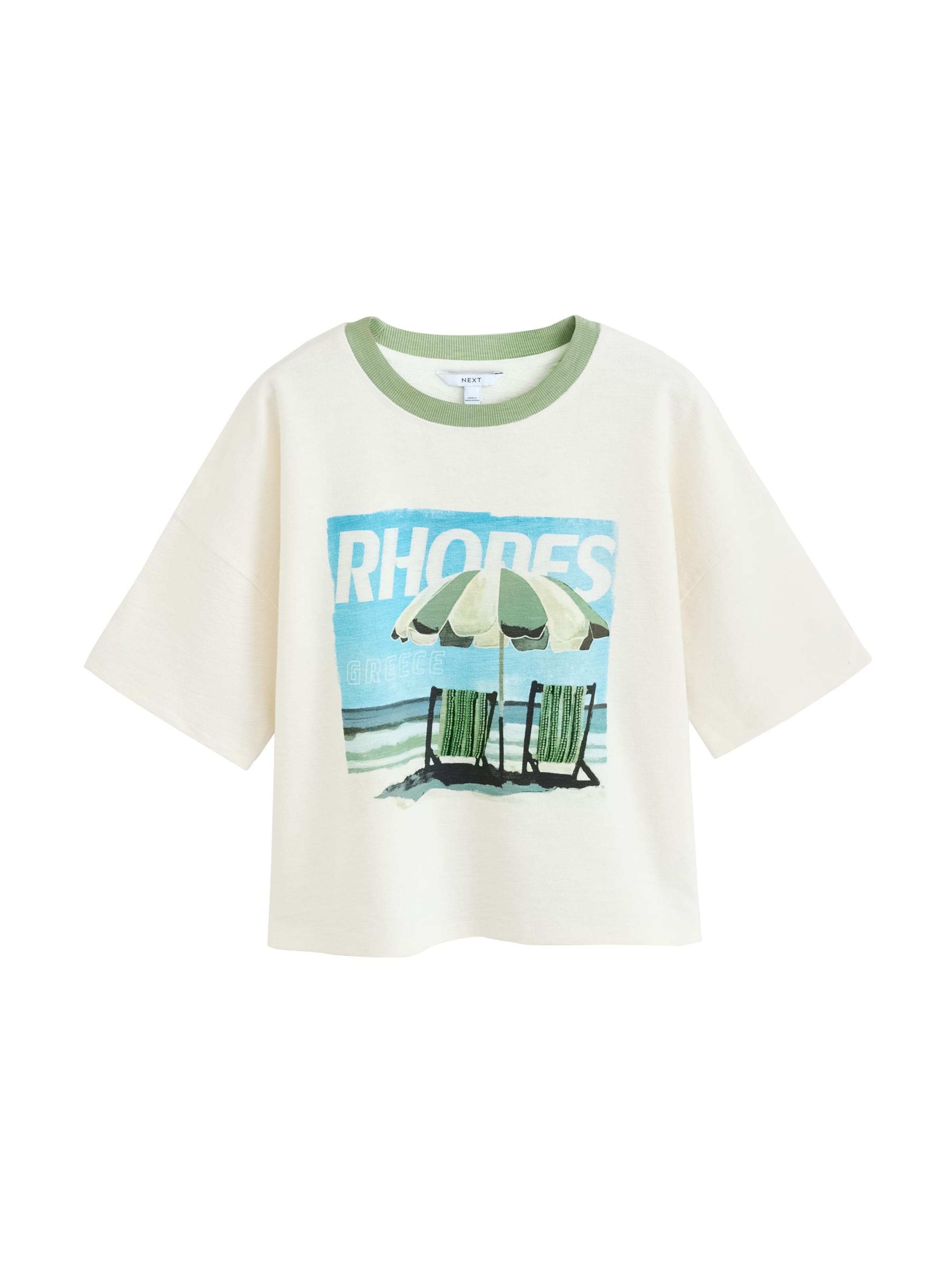 Maglietta 'Summer Rhodes' in 4XL-5XL Next di colore écru / blu chiaro / verde / nero, Visualizzazione prodotti