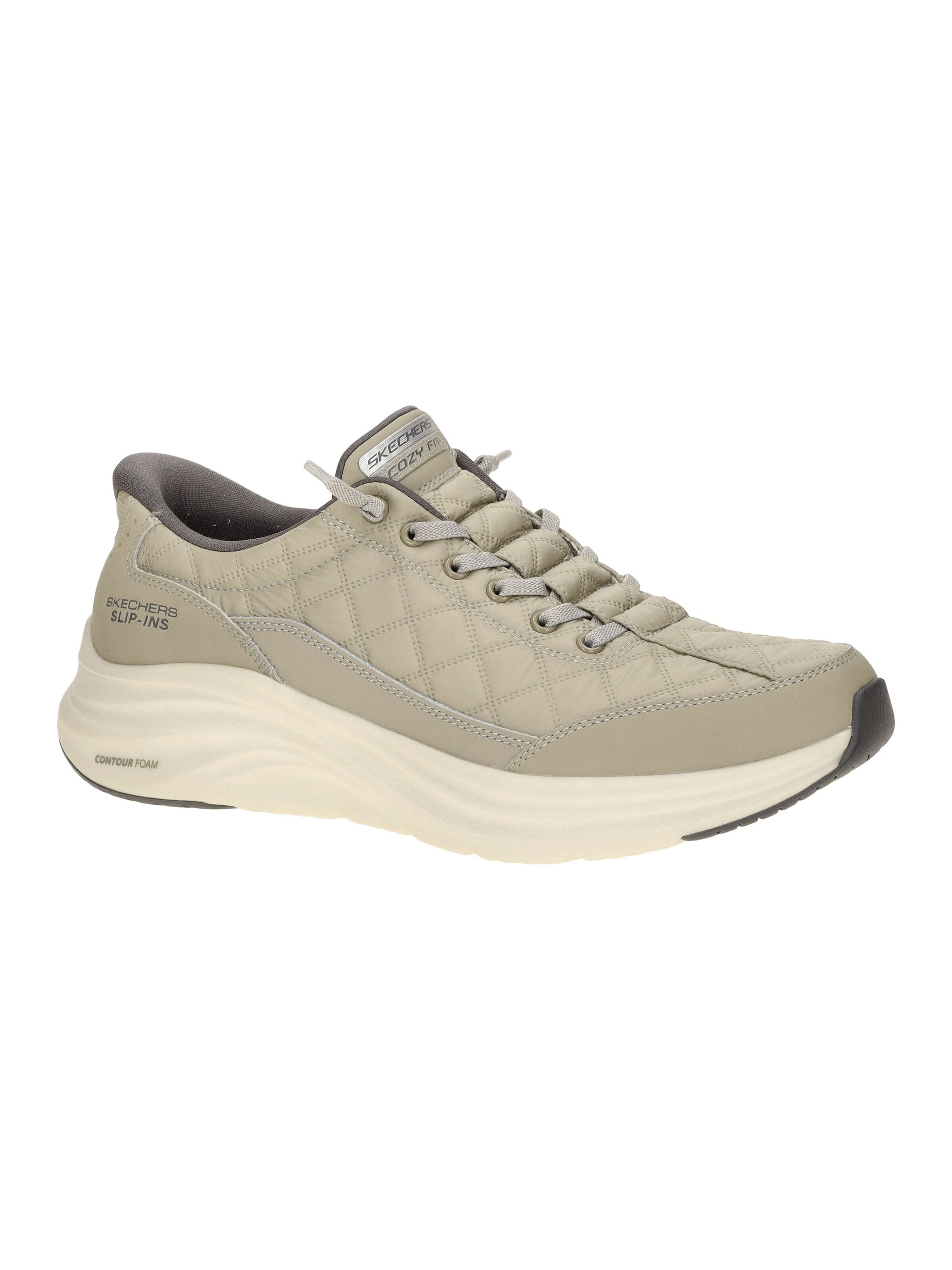 SKECHERS Slippers 'Skechers Contour Foam Schuhe grau tan Slip-Ins 232619' in Grey: front