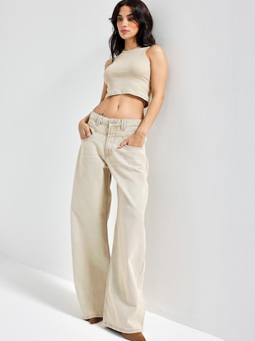 Wide Leg Jean 'Wide Low Rise Jeans' IT'S BASIC en beige : devant