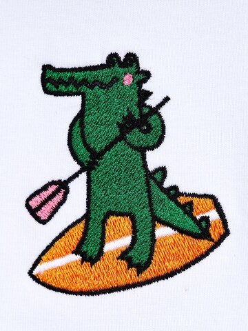 SATURNDAY Shirt 'Krokodil auf SUP' in Weiß