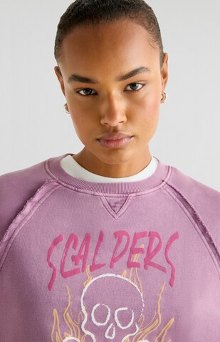 Scalpers Sweatshirt 'Flame Skull' in Purple