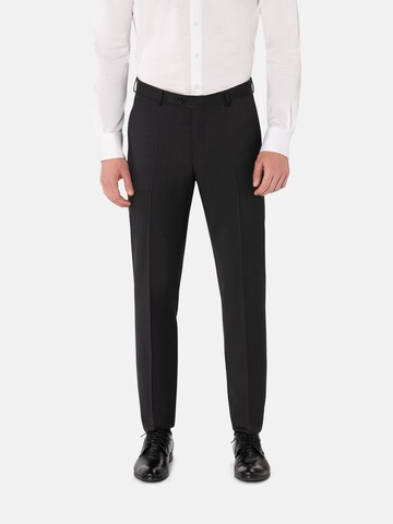 BENVENUTO Slim fit Pleated Pants 'NERO' in Grey: front