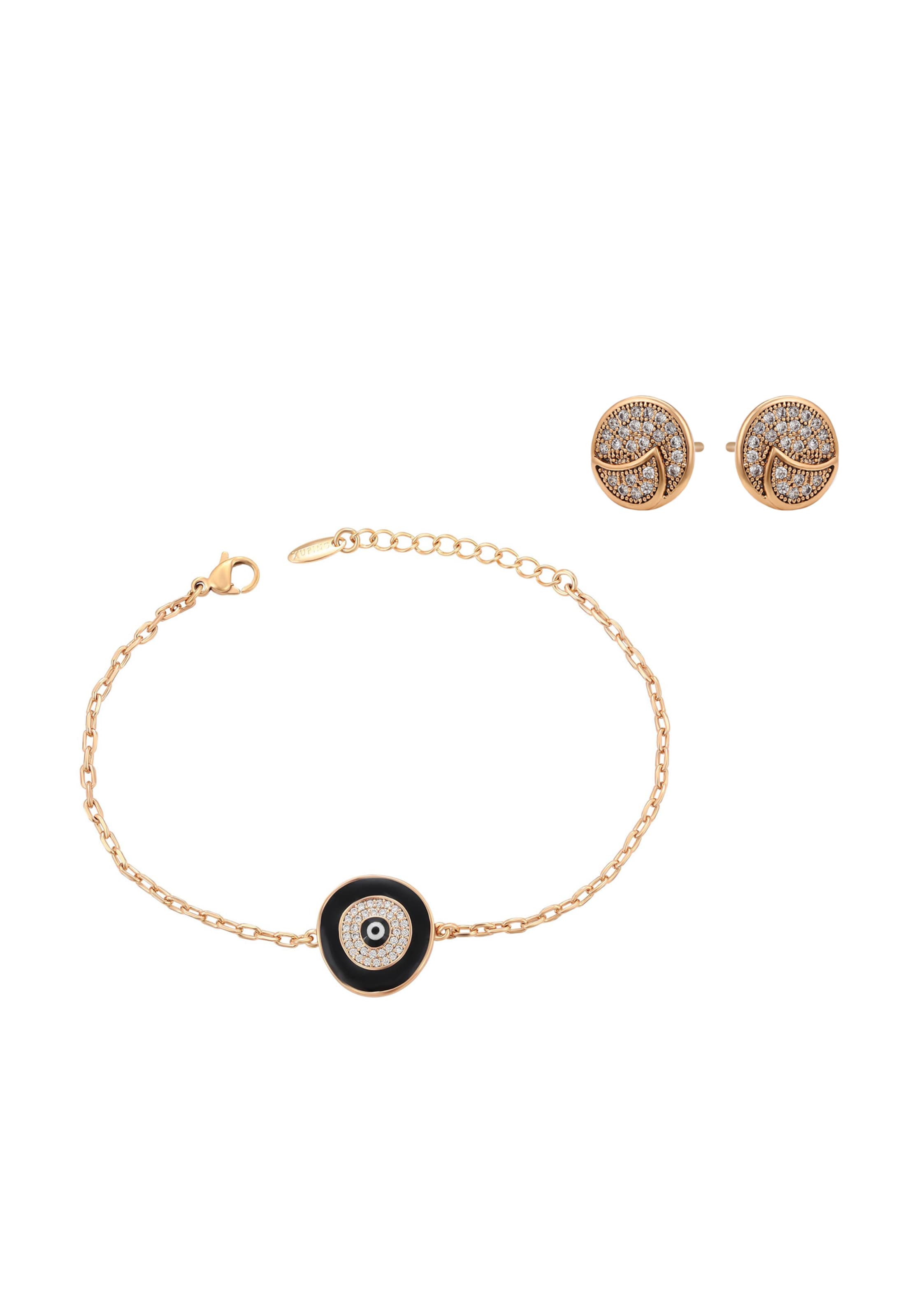 faina Conjuntos de bijuteria em ouro / preto, Vista do artigo