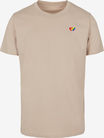 Mister Tee Shirt 'Double Hearts Pride' in Beige: front