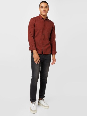 BLEND Regular fit Button Up Shirt in Red