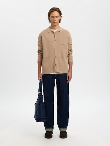 SELECTED Gebreid vest 'SLHMike' in Bruin