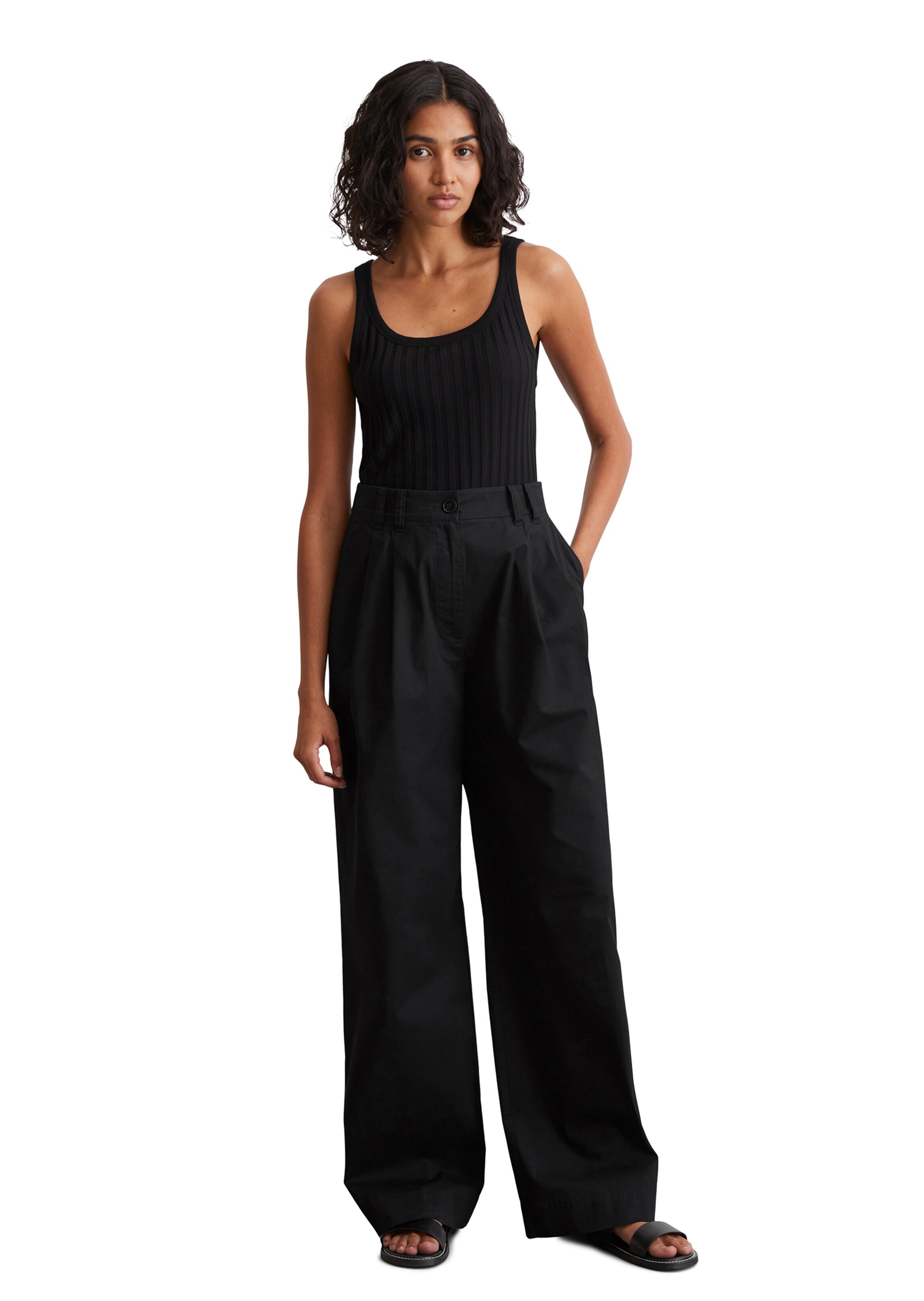 Marc O'Polo Wide Leg Hose in Schwarz
