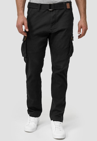 INDICODE JEANS Regular Cargo Pants 'Mathen' in Black: front