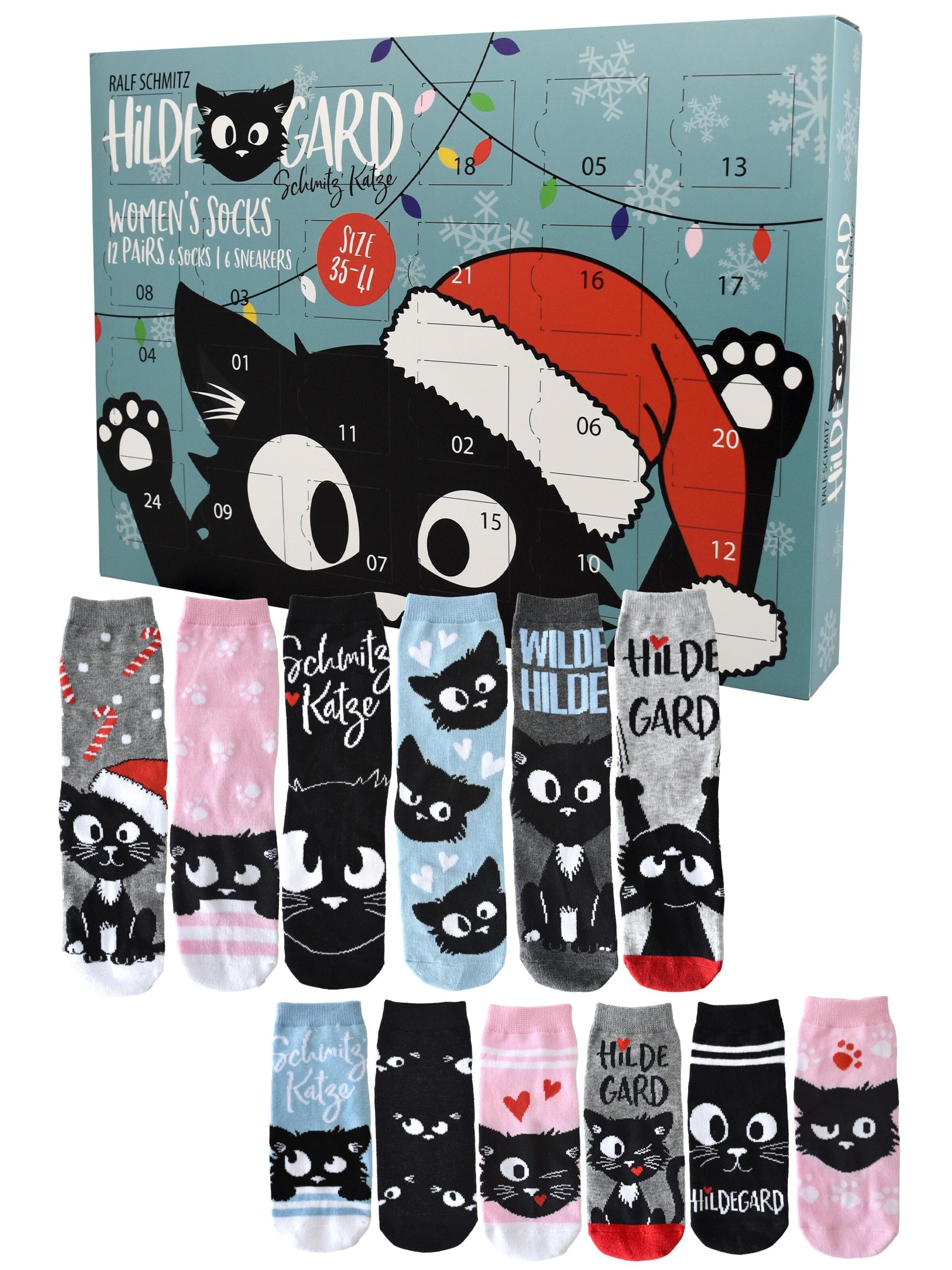 United Labels Socken 'Adventskalender Ralf Schmitz Hildegard mit 12 Paar'‌ in Mischfarben: Vorderseite