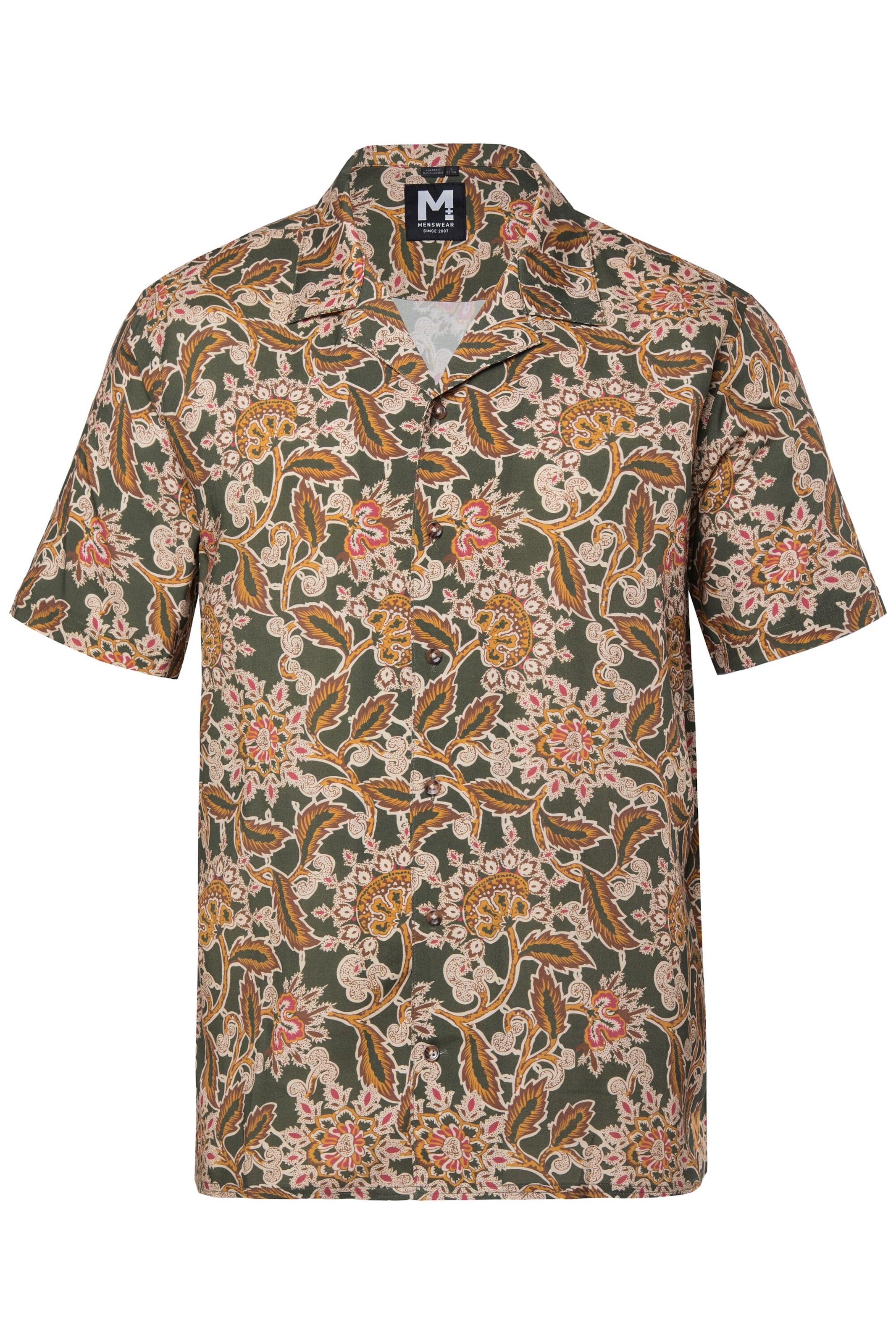Men Plus Comfort fit Button Up Shirt in Brown: front