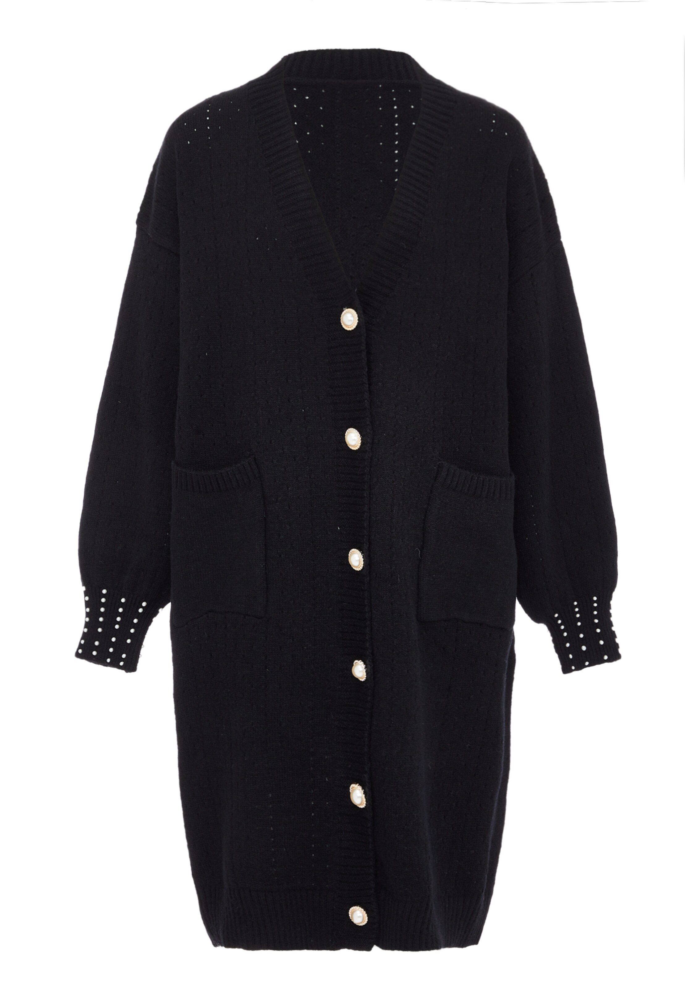 caissa Gebreid vest in Zwart: voorkant