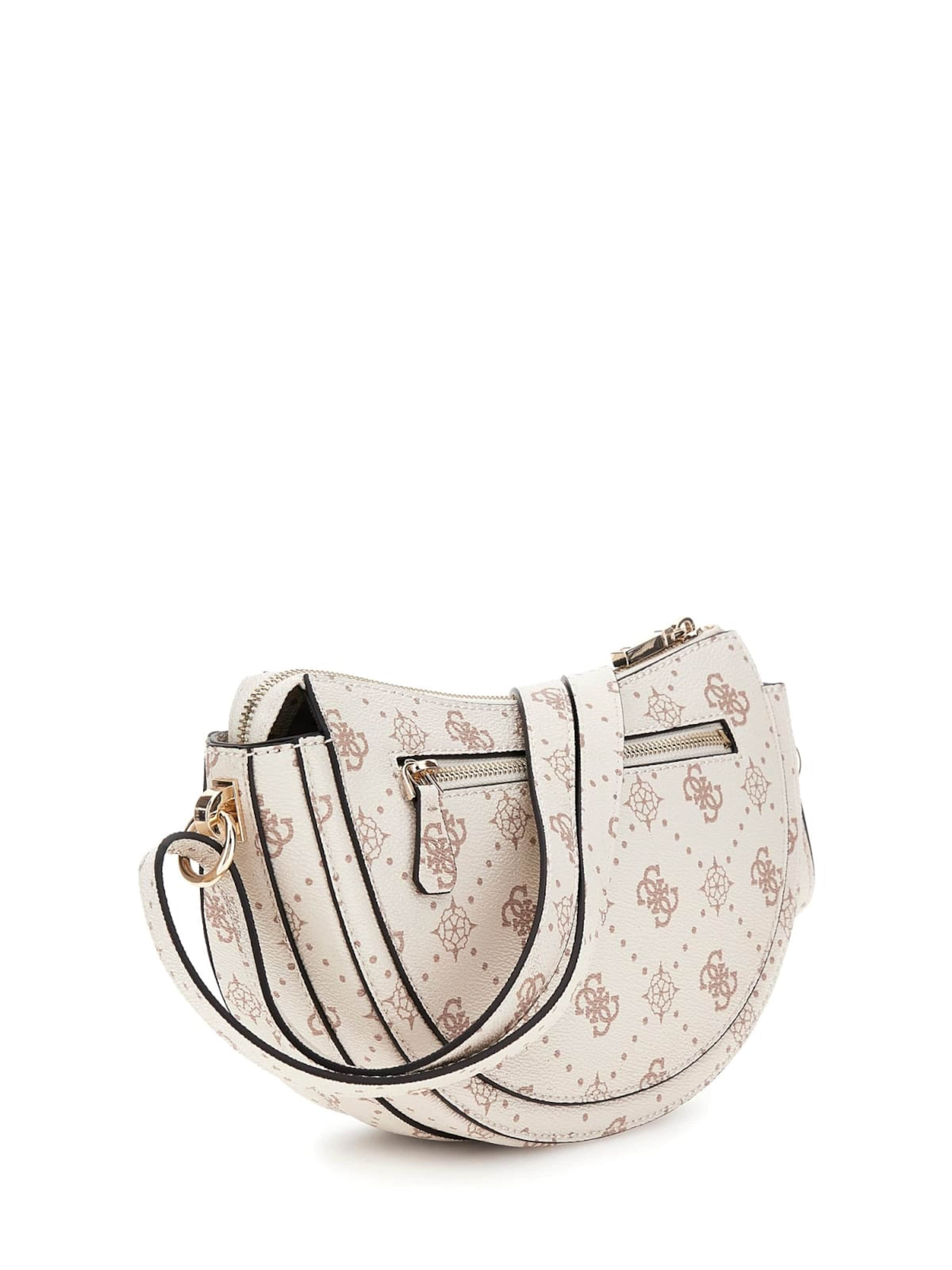 GUESS - Bolso de hombro 'Guess Sac BandouliÃ¨re Silia Girlfriend Sat Vanilla Logo GP989018' en blanco