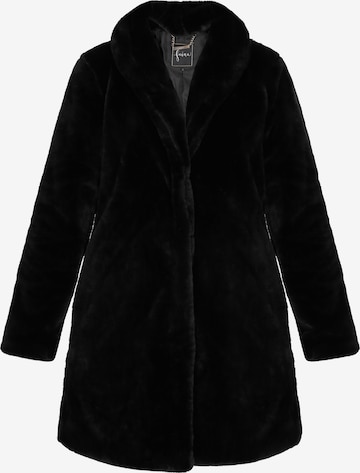 Cappotto di mezza stagione di faina in nero: frontale