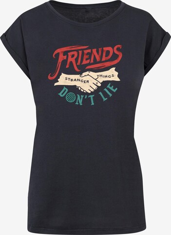 ABSOLUTE CULT Shirt 'Stranger Things - Friends Dont Lie Hands' in Blauw: voorkant