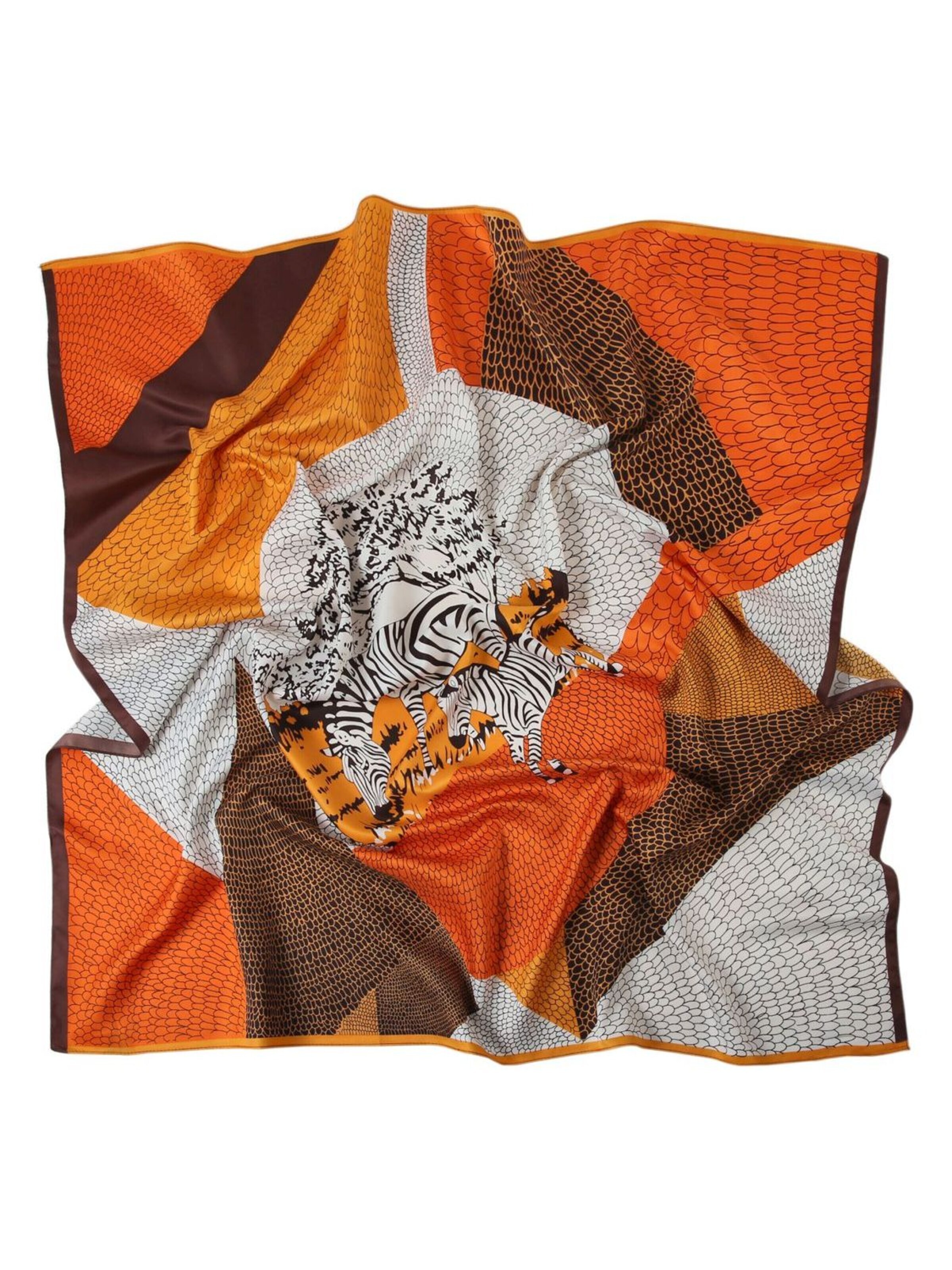 alberto cabale Scarf 'Grand carré de Soie Snake Zoé' in Orange: front