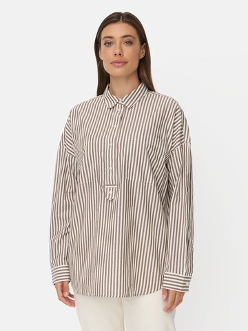 CAMEL ACTIVE Baumwollbluse mit Knopfleiste in Braun: Vorderseite
