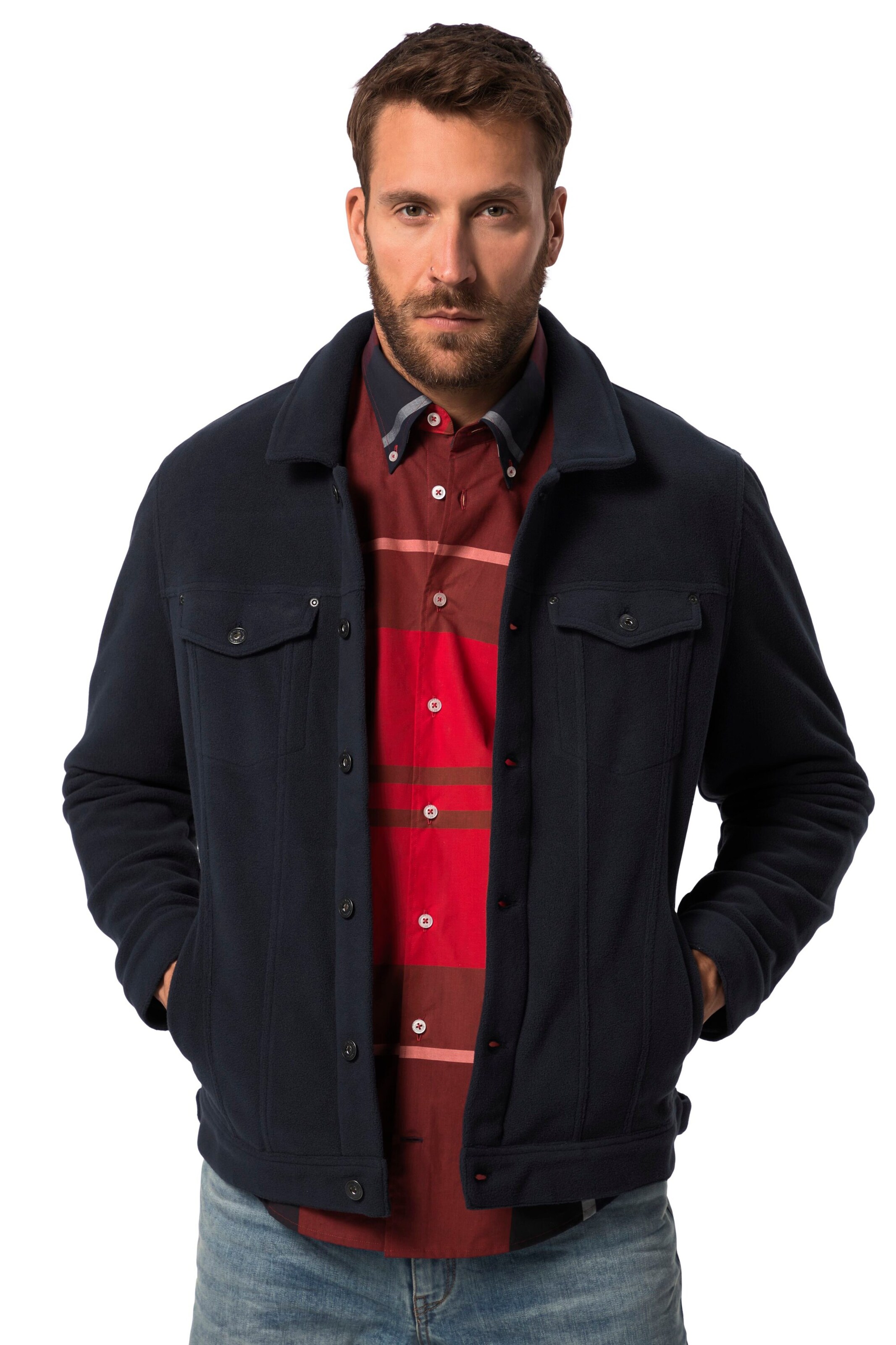 JP1880 Sweatjacke in Blau: Vorderseite