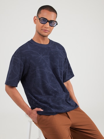 BOSS Shirt 'Te_Flower' in Blue: front