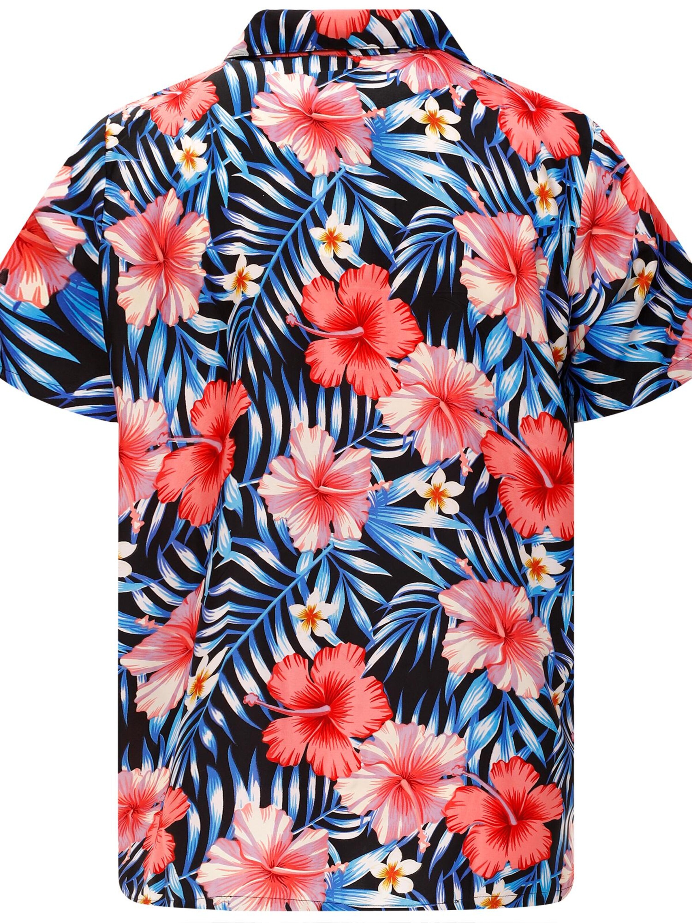 King Kameha Regular Fit Shirt 'Tropical Hibiscus'‌‌‌‌‌ in Blau