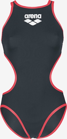 ARENABustier Jednodijelni kupaći kostim 'ONE BIGLOGO' - siva boja: prednji dio