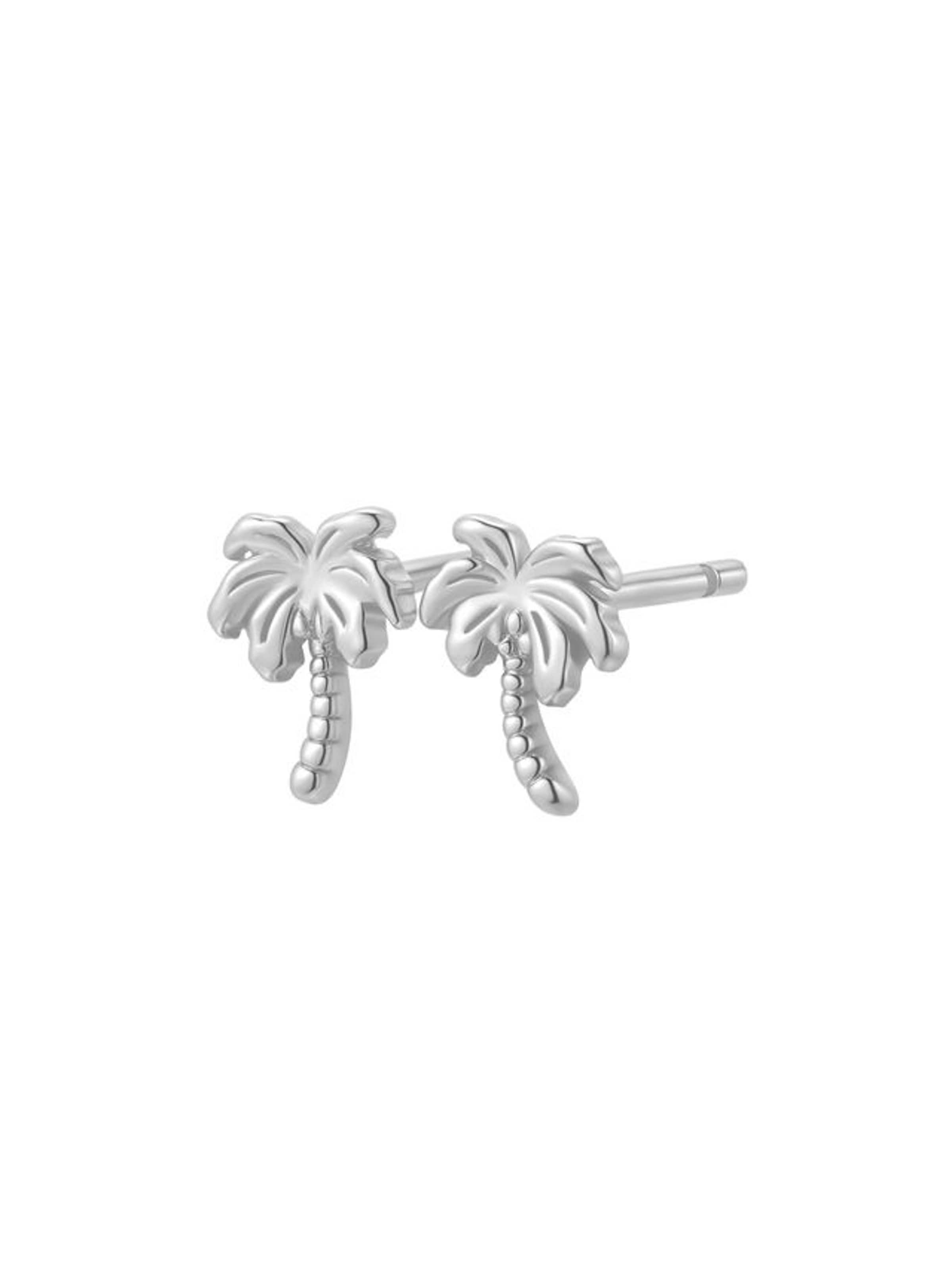 Orecchini 'Palm Tree' di Hey Happiness in argento: frontale